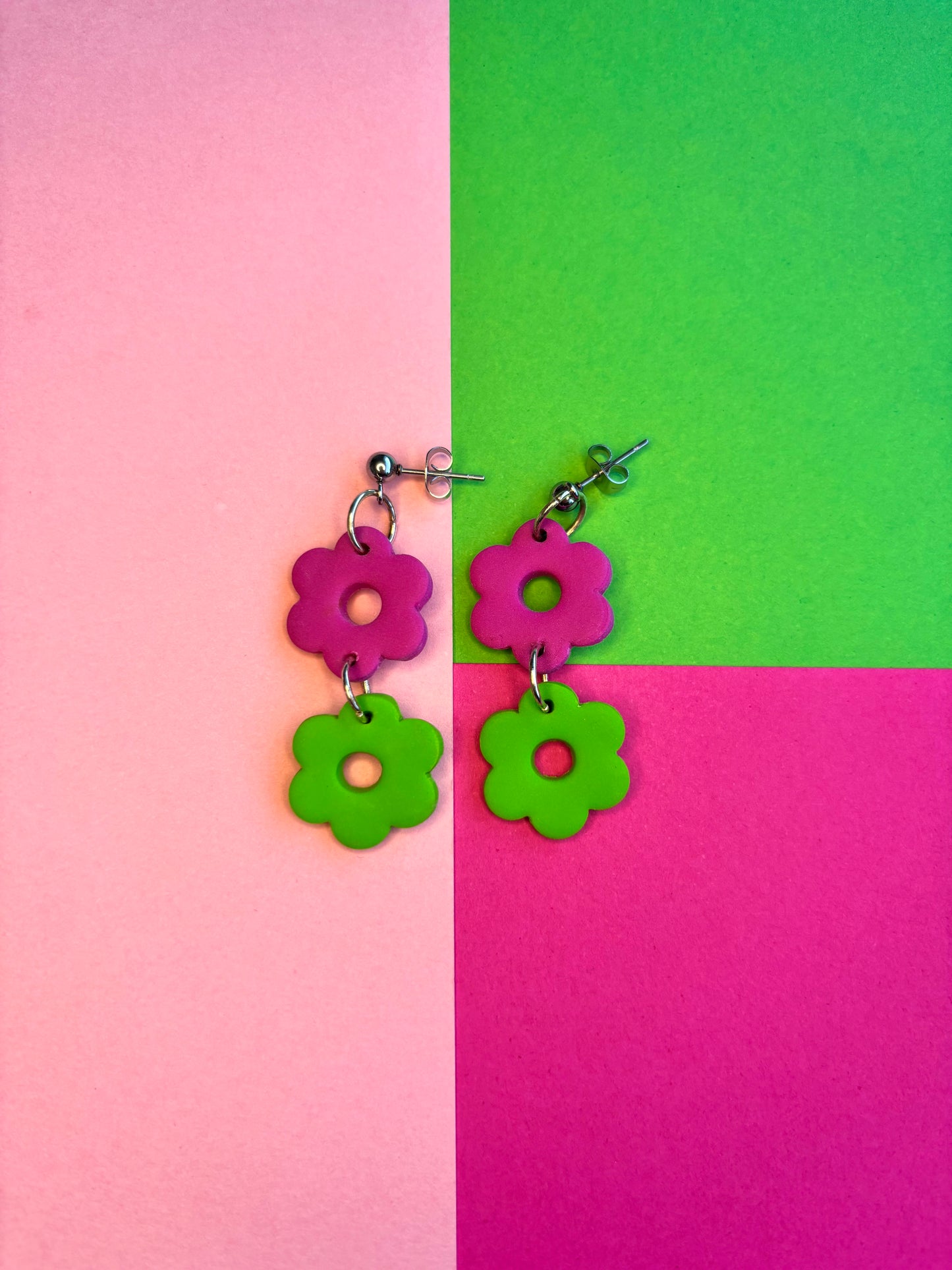 Two Tone Dainty Flower Earrings