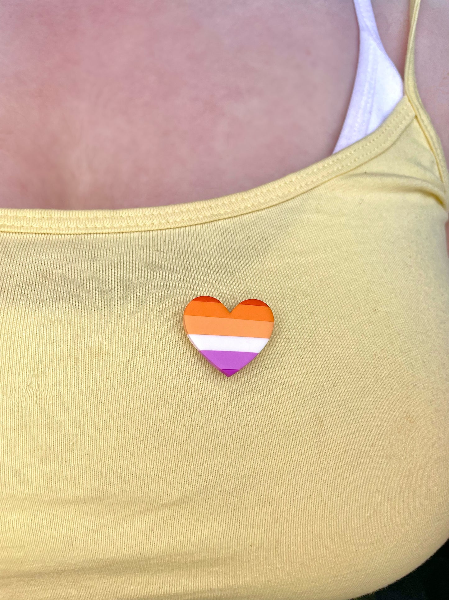 PRIDE Lesbian Flag Heart Pin