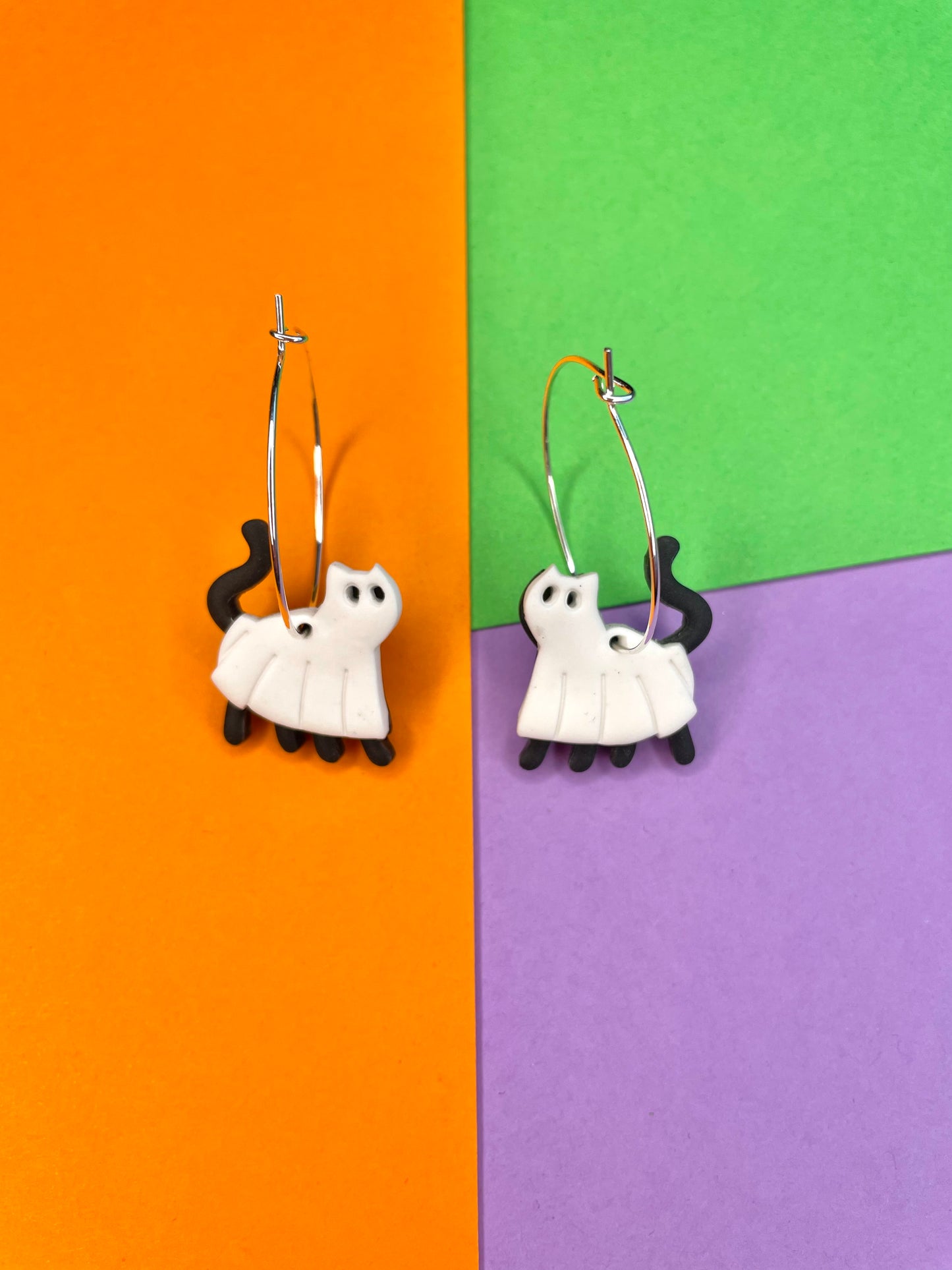 HALLOWEEN Ghost Cats Hoops