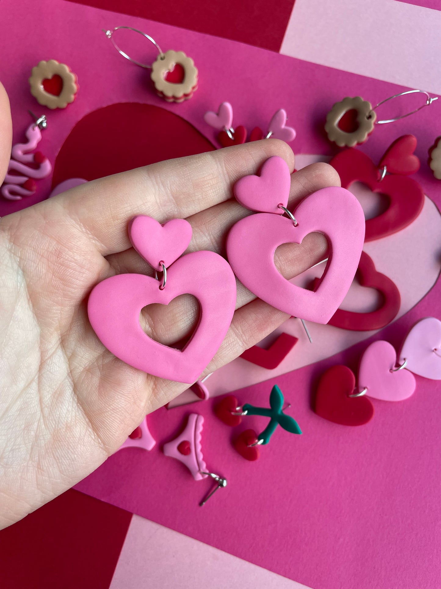 Valentine’s Large Pink Heart Studs