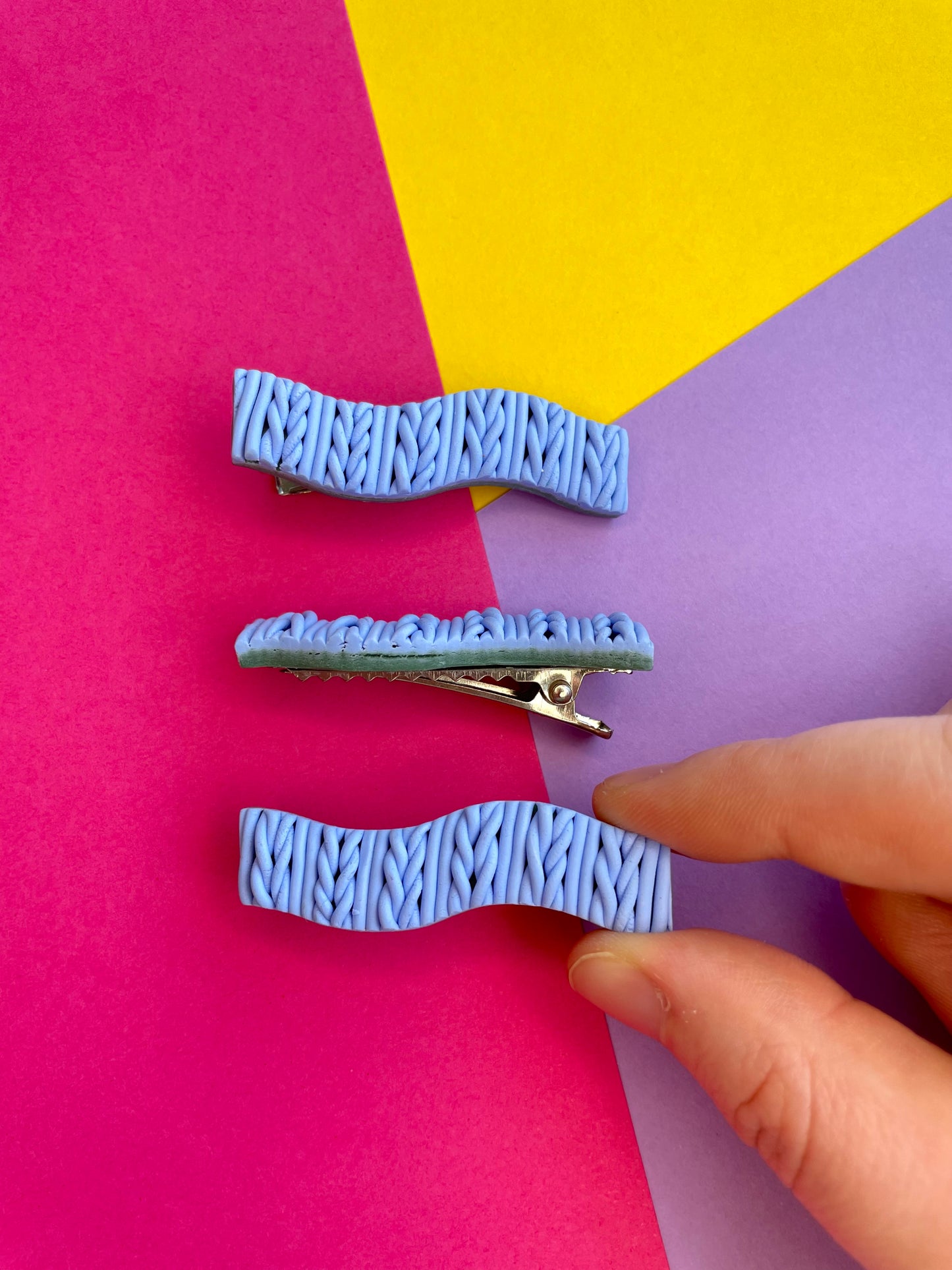 Blue Knitted Wavy Hair Clip