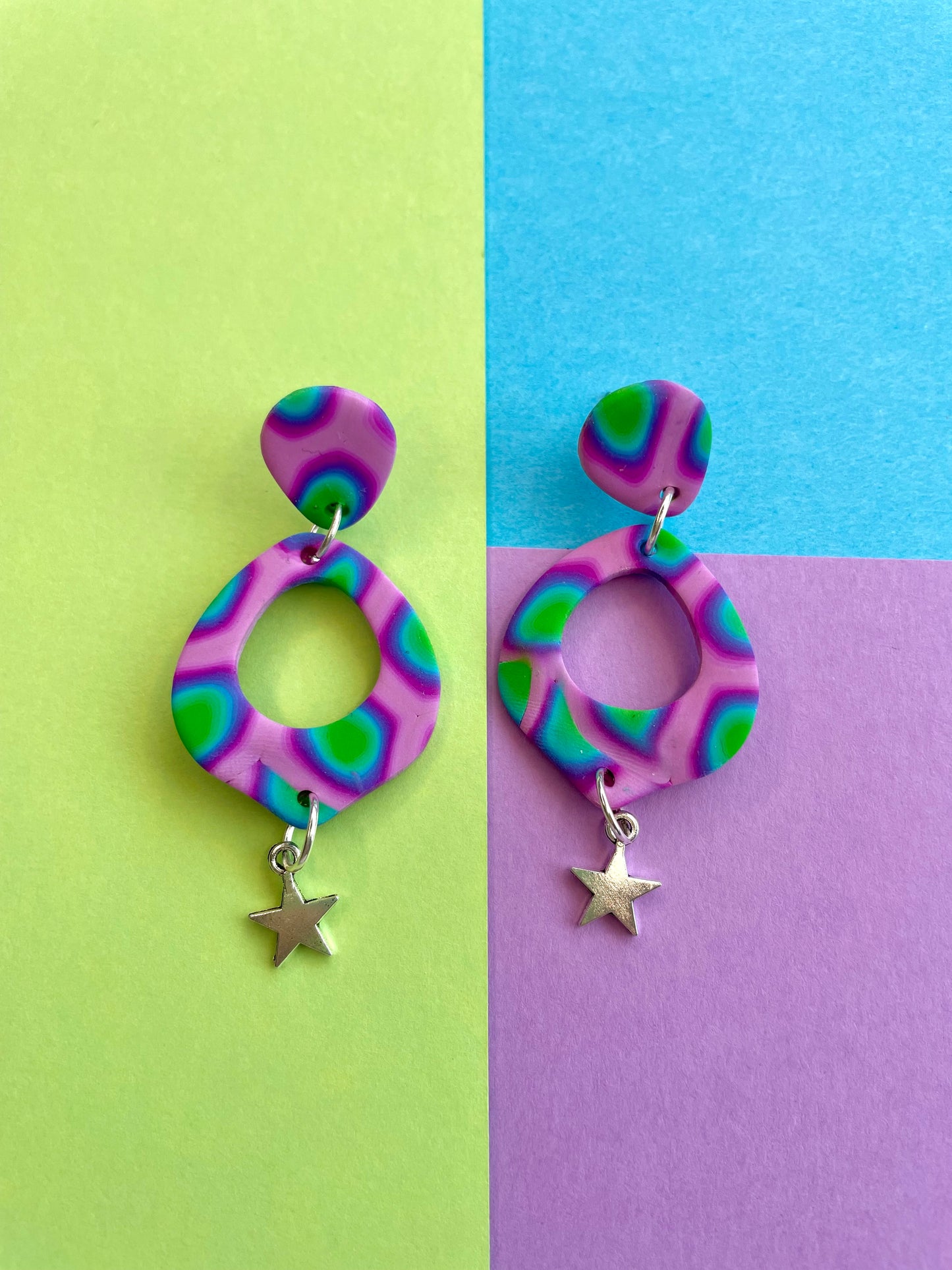 Funky Futuristic Stars Celestial Earrings
