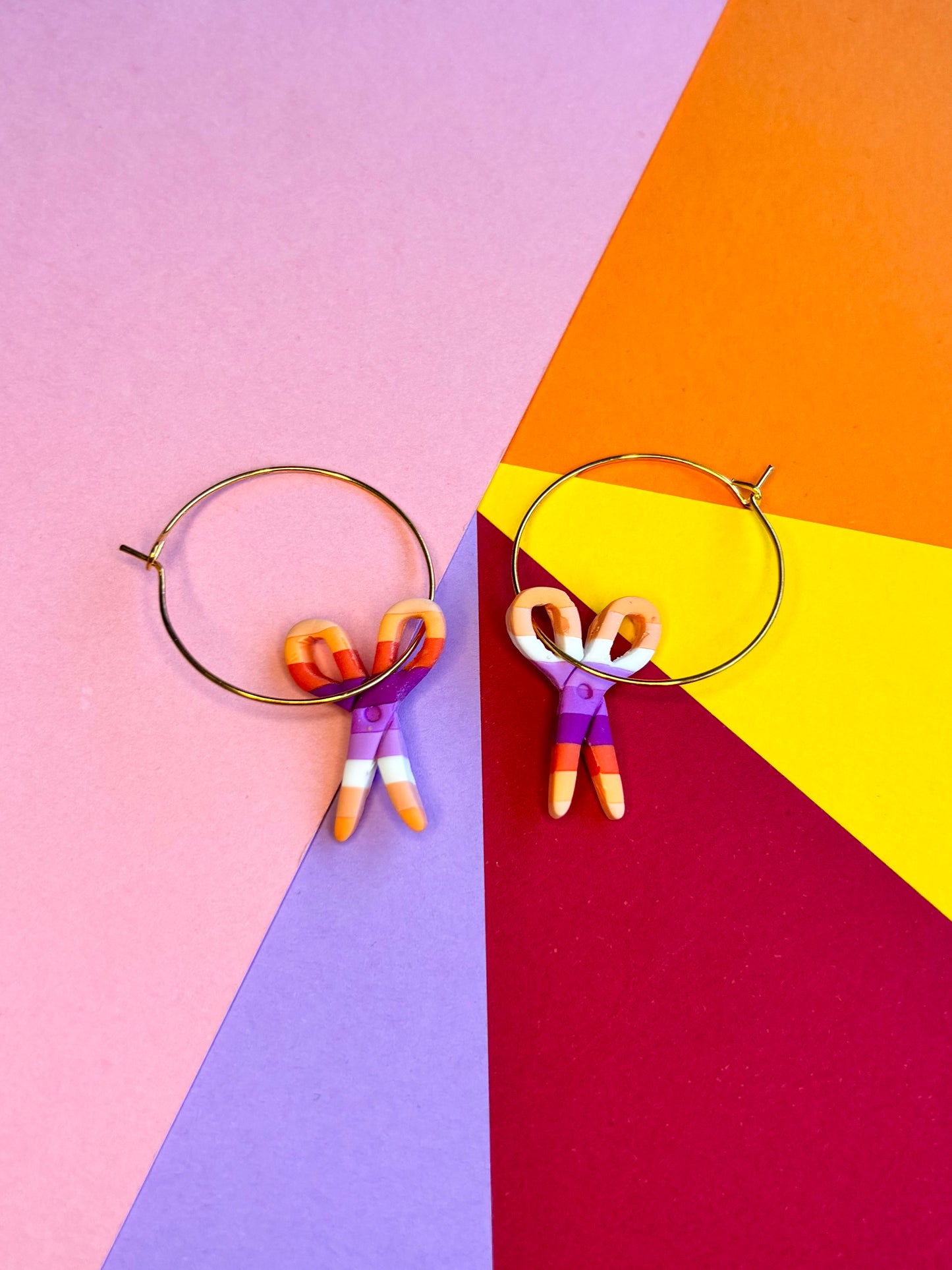 Lesbian Flag Scissor Hoops
