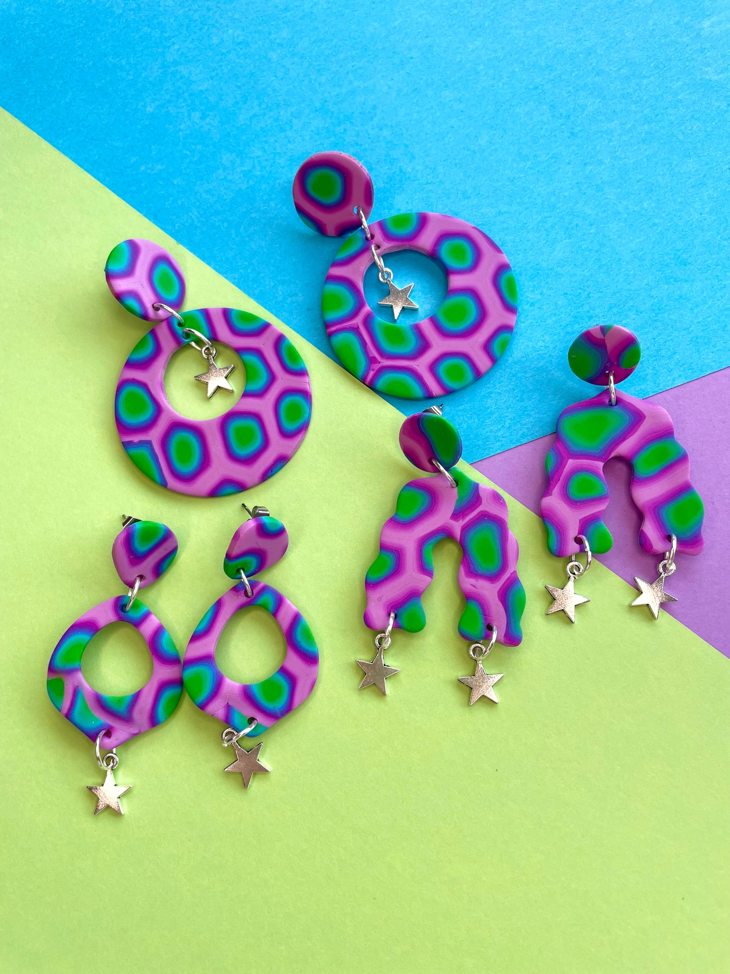 Funky Futuristic Stars Celestial Earrings