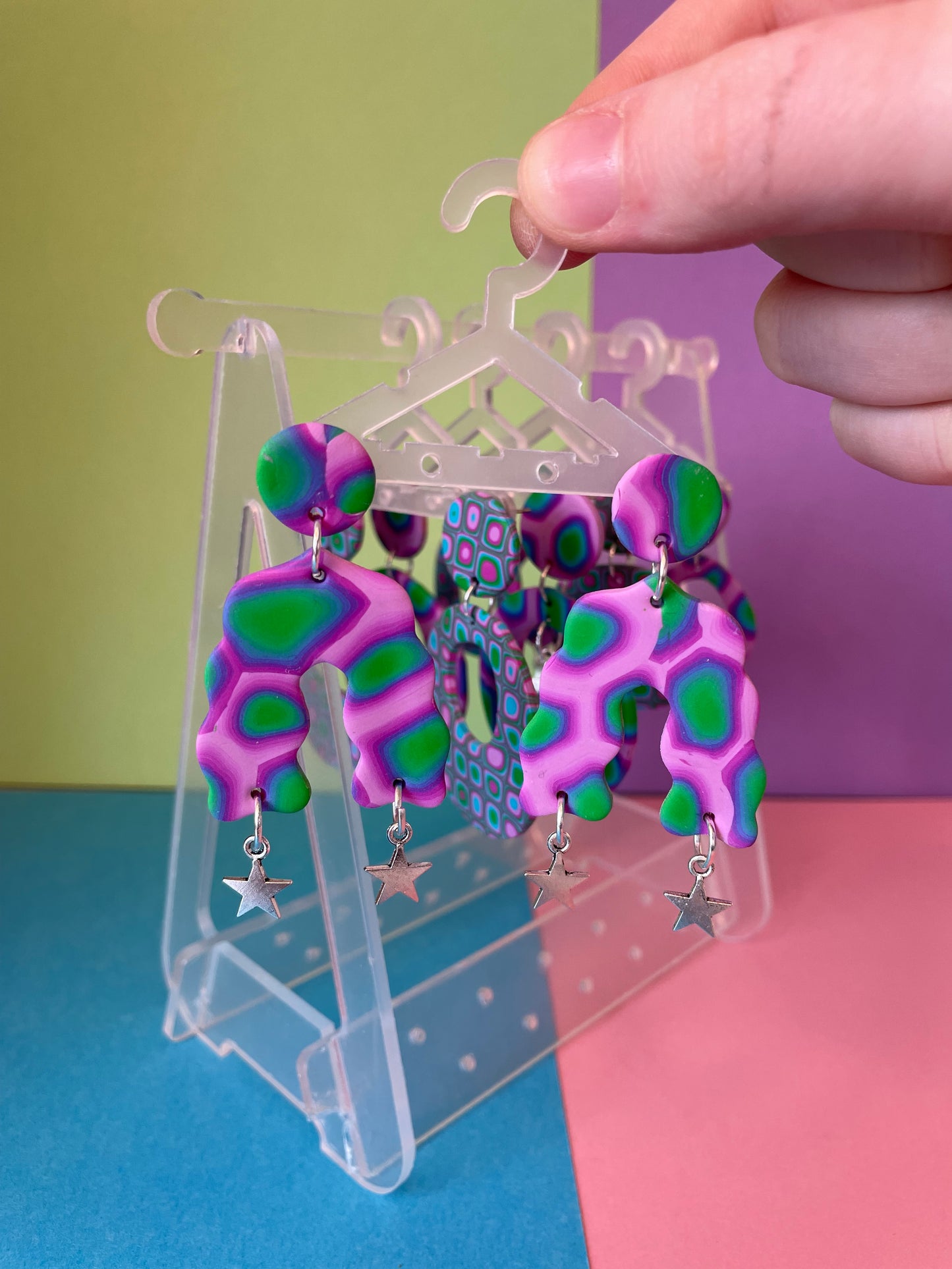 Funky Wavy Futuristic Stars Celestial Earrings