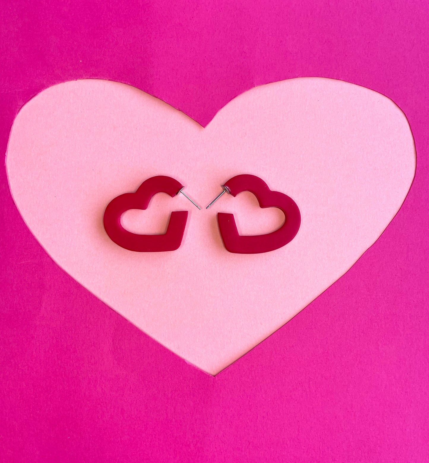 Valentine’s Heart Hoops in Pink or Red
