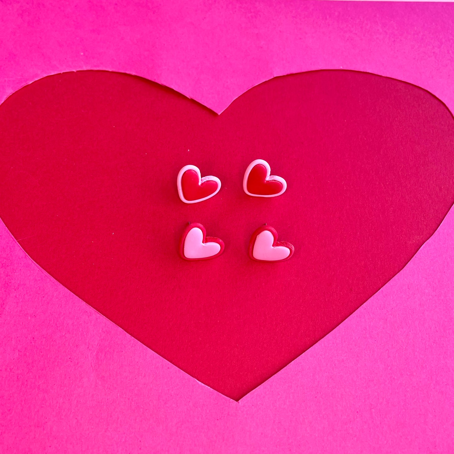 Valentine’s Pink and Red Heart Studs