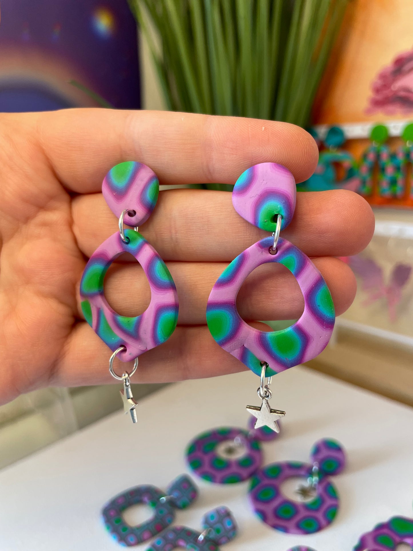 Funky Futuristic Stars Celestial Earrings