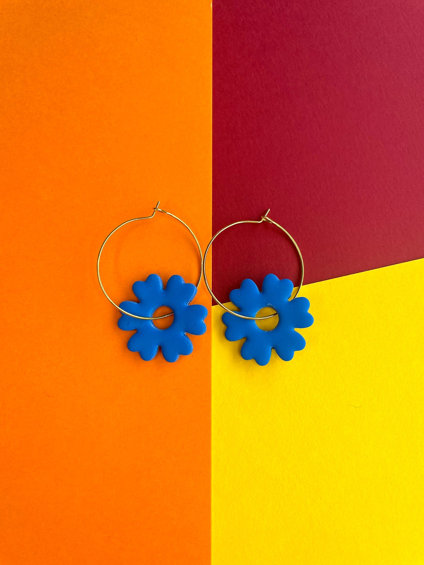 Colourful Flower Hoop Earrings