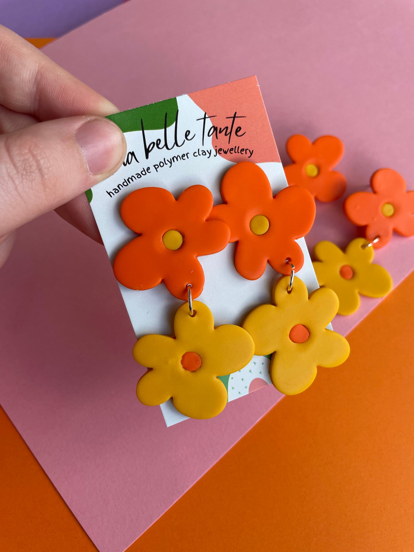 Funky Flower Two Tone Stud Earrings