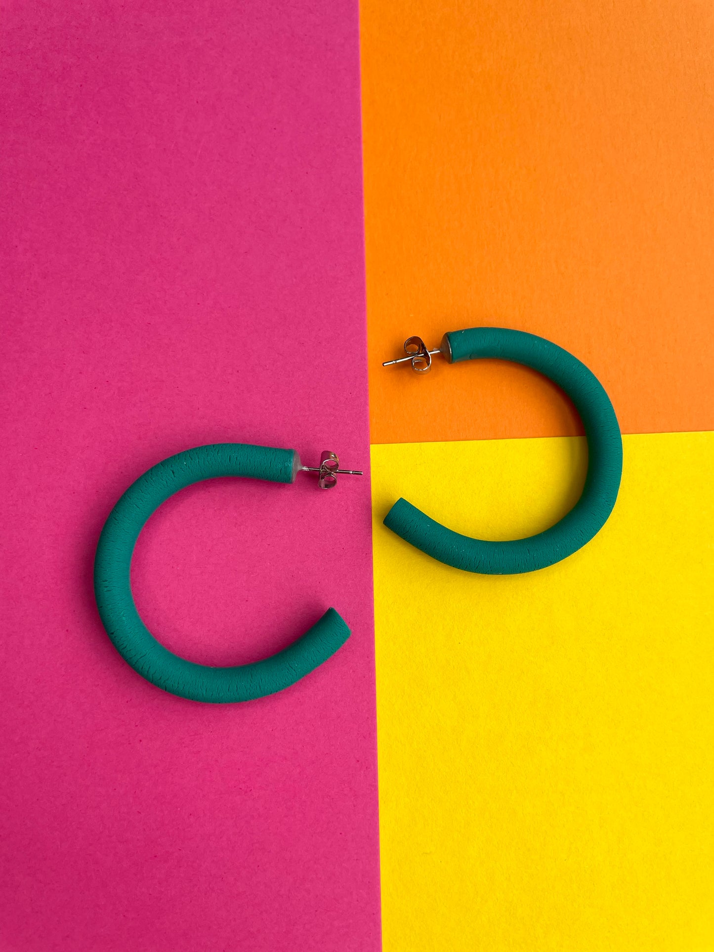 Emerald Green Clay Hoops