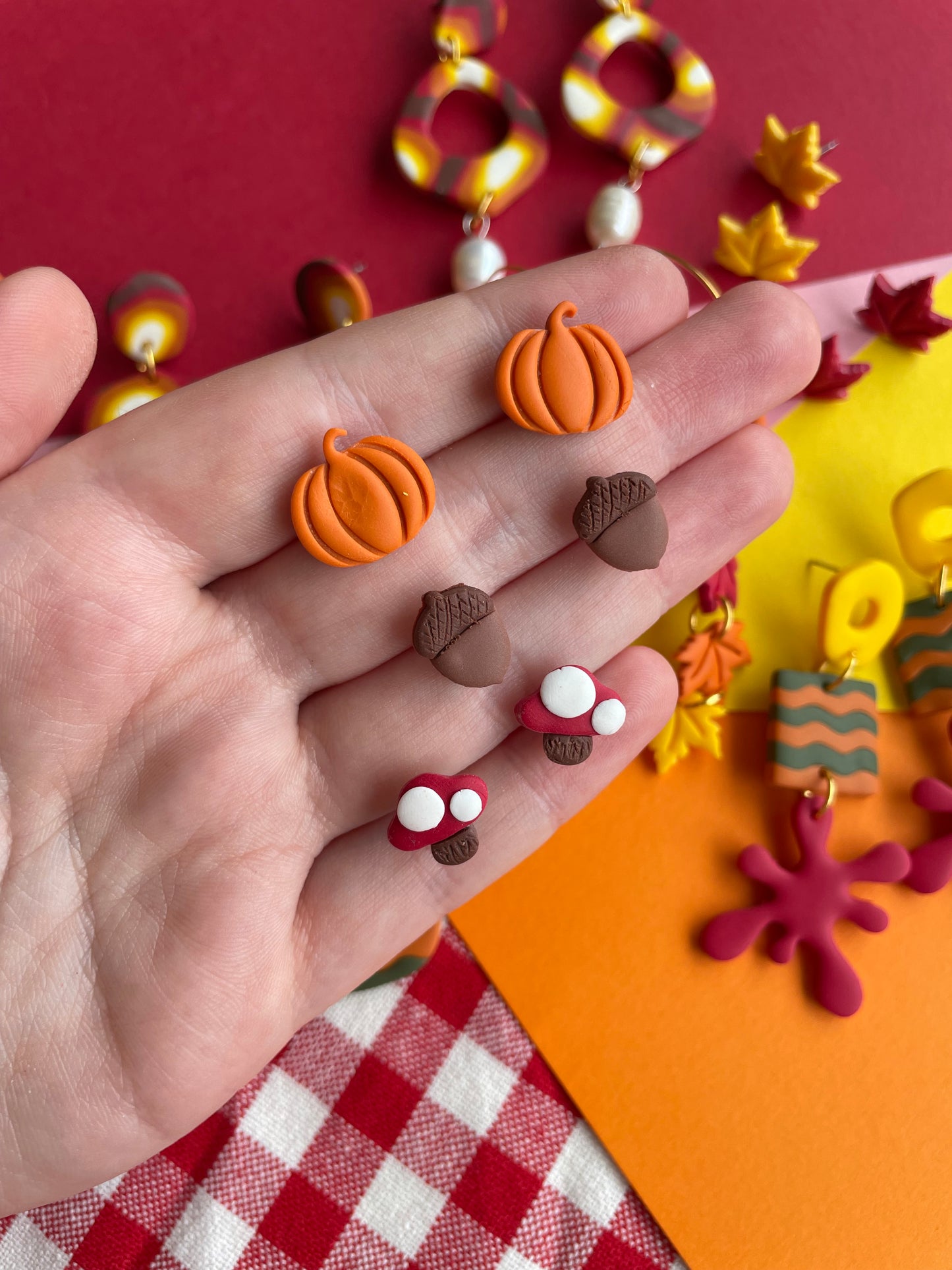 Autumn/Fall Pumpkin, Mushroom or Acorn Studs