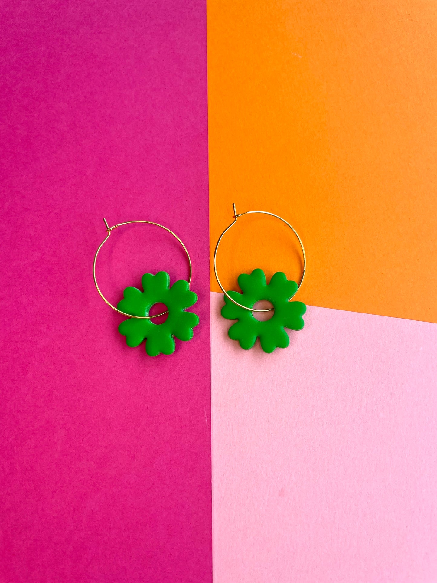 Colourful Flower Hoop Earrings