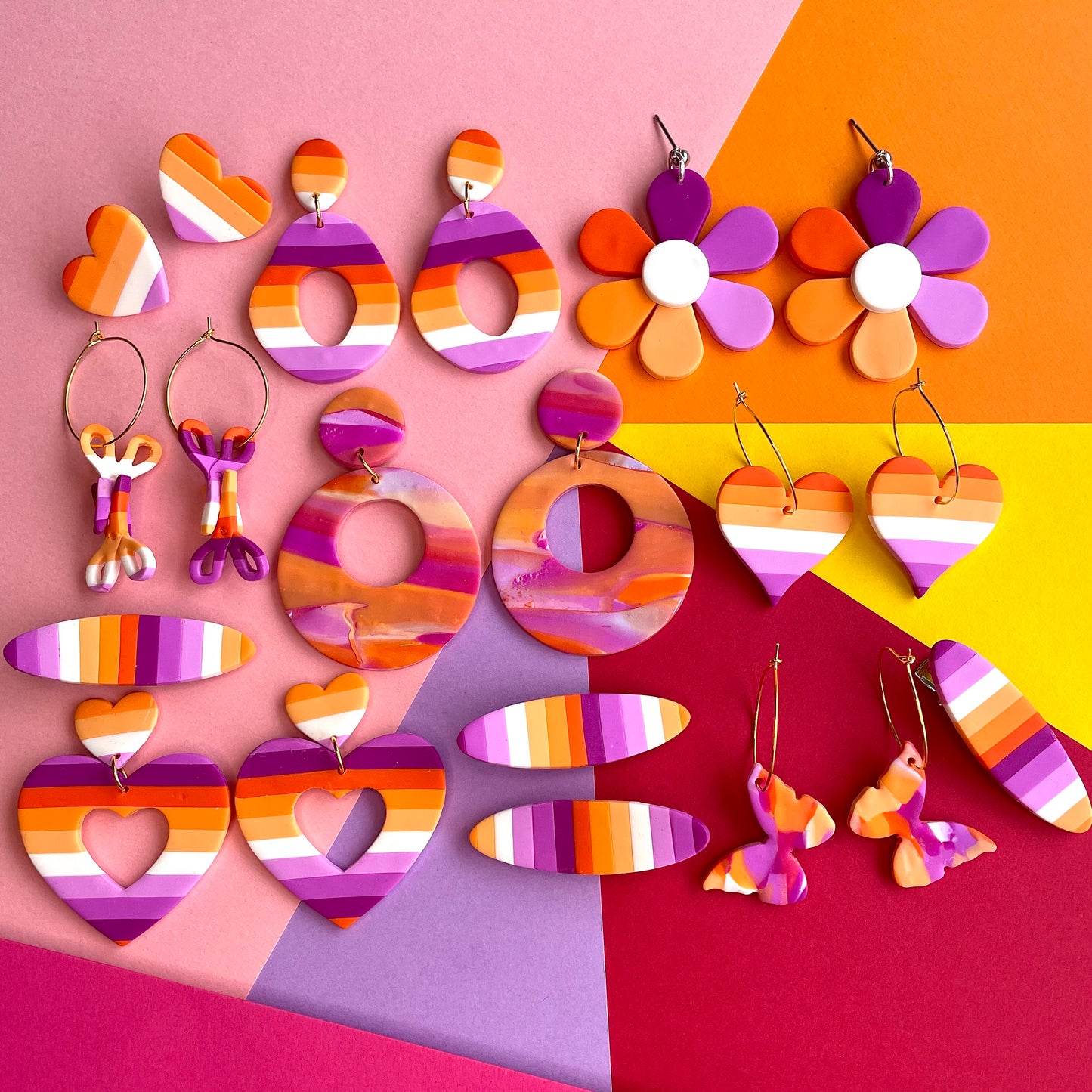 PRIDE Lesbian Flag Heart Earrings