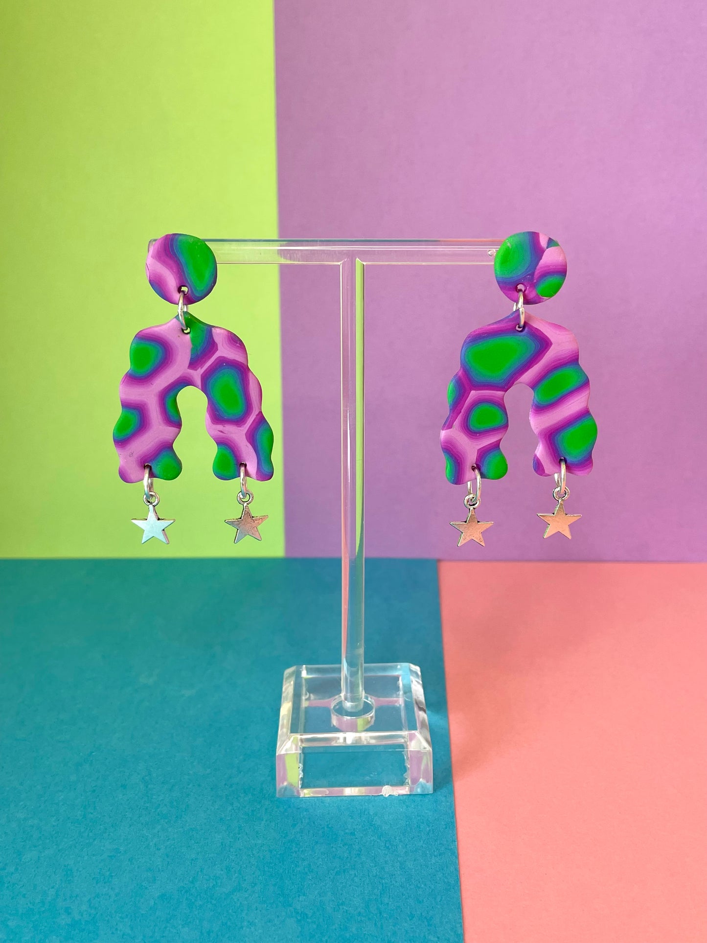 Funky Wavy Futuristic Stars Celestial Earrings