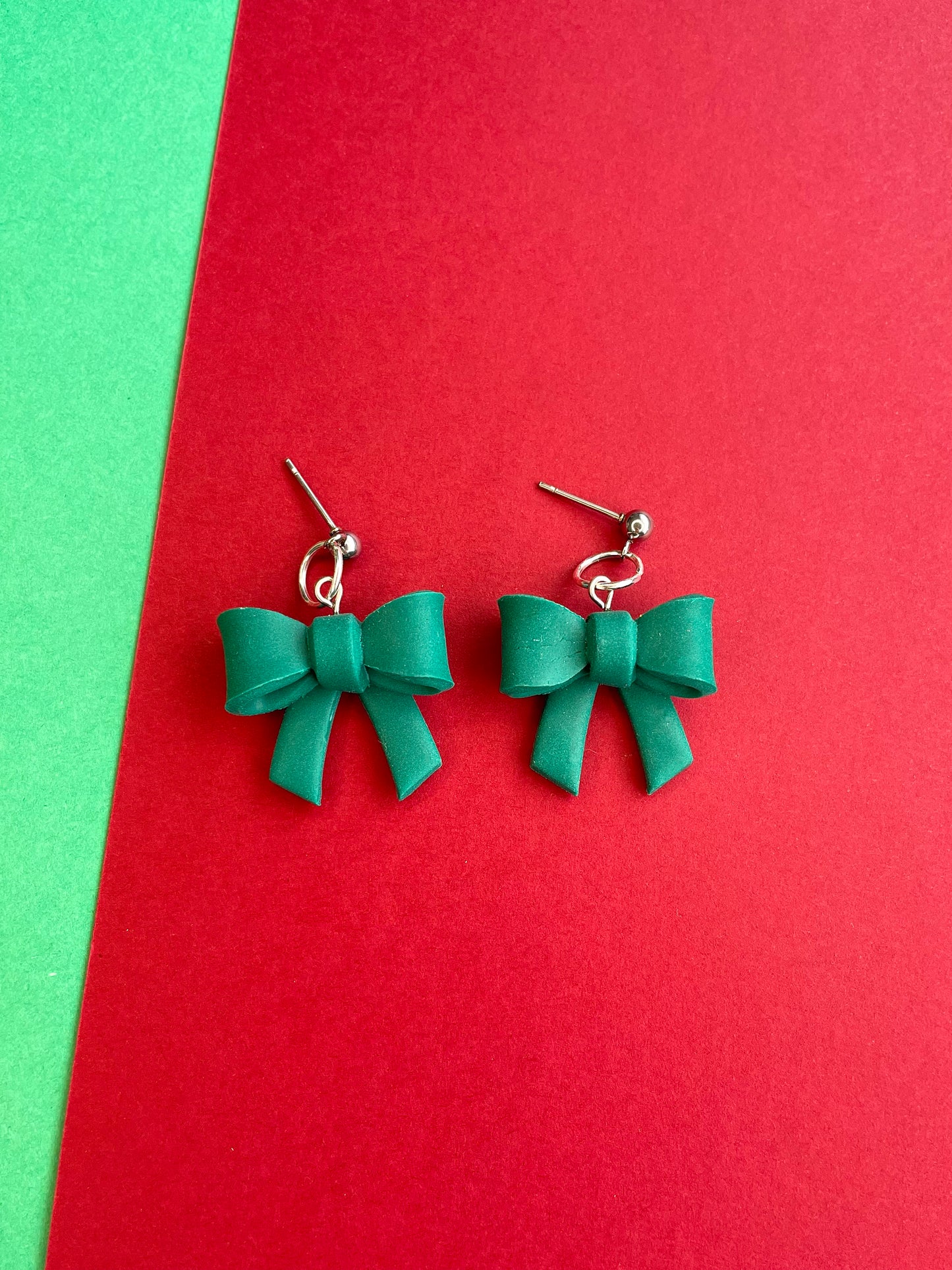 Emerald Green Bow Dangles