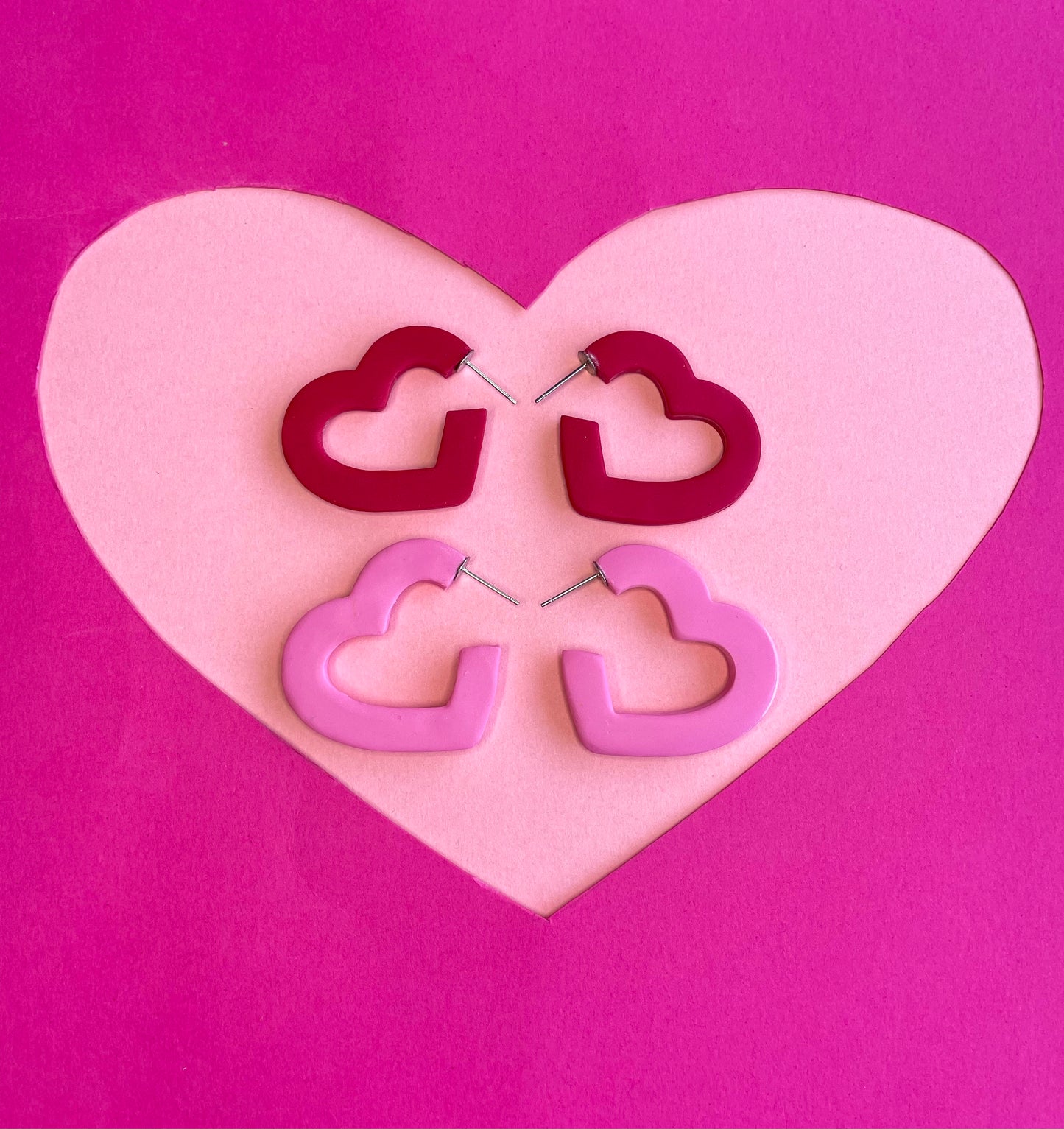 Valentine’s Heart Hoops in Pink or Red