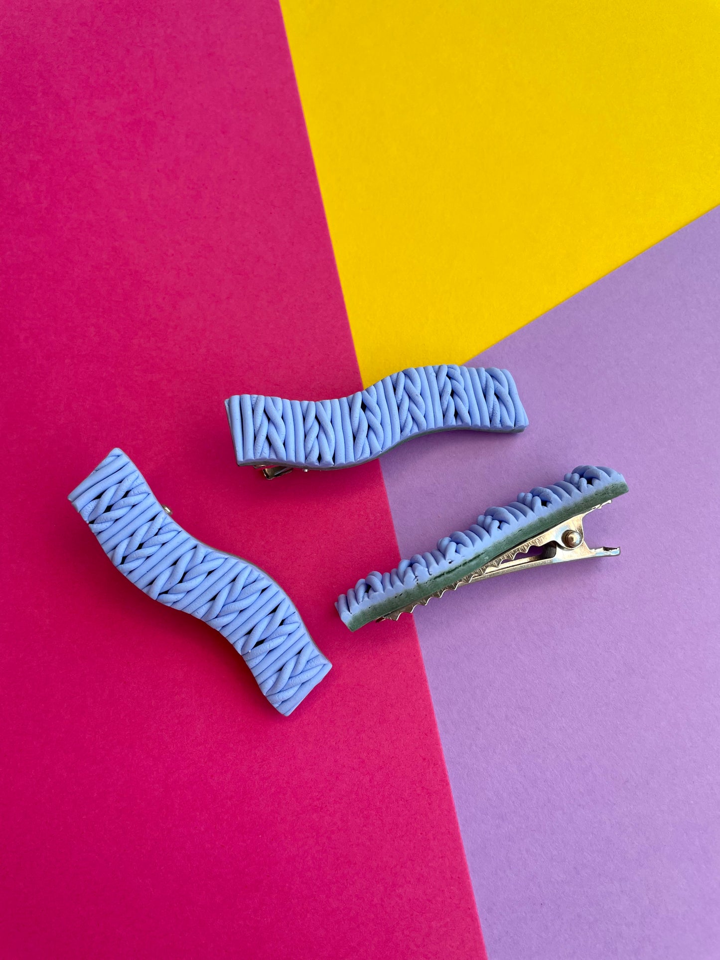 Blue Knitted Wavy Hair Clip
