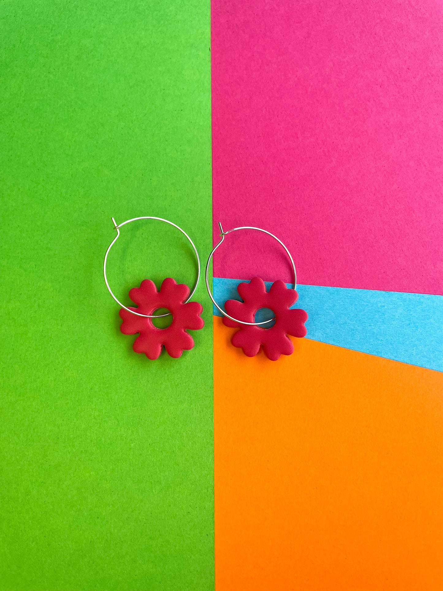 Colourful Flower Hoop Earrings