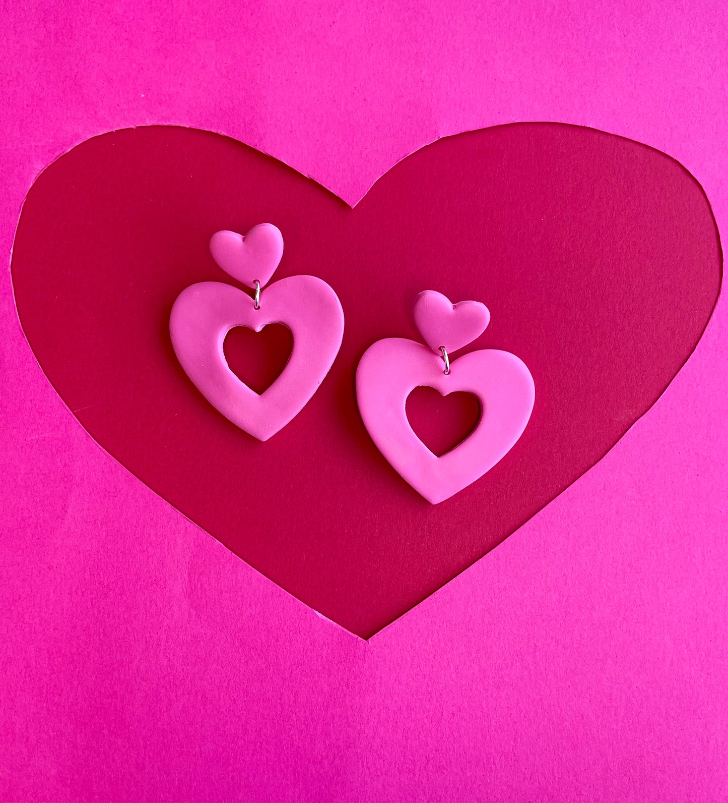 Valentine’s Large Pink Heart Studs