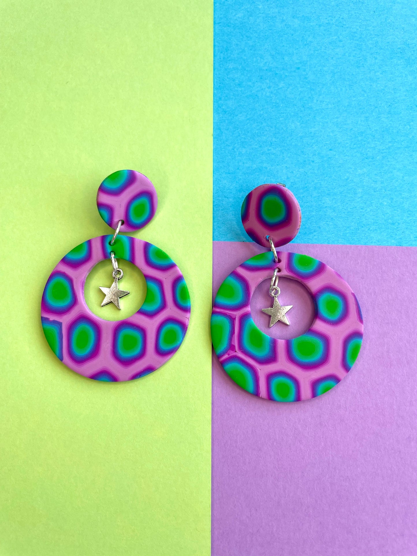 Funky Futuristic Stars Celestial Earrings