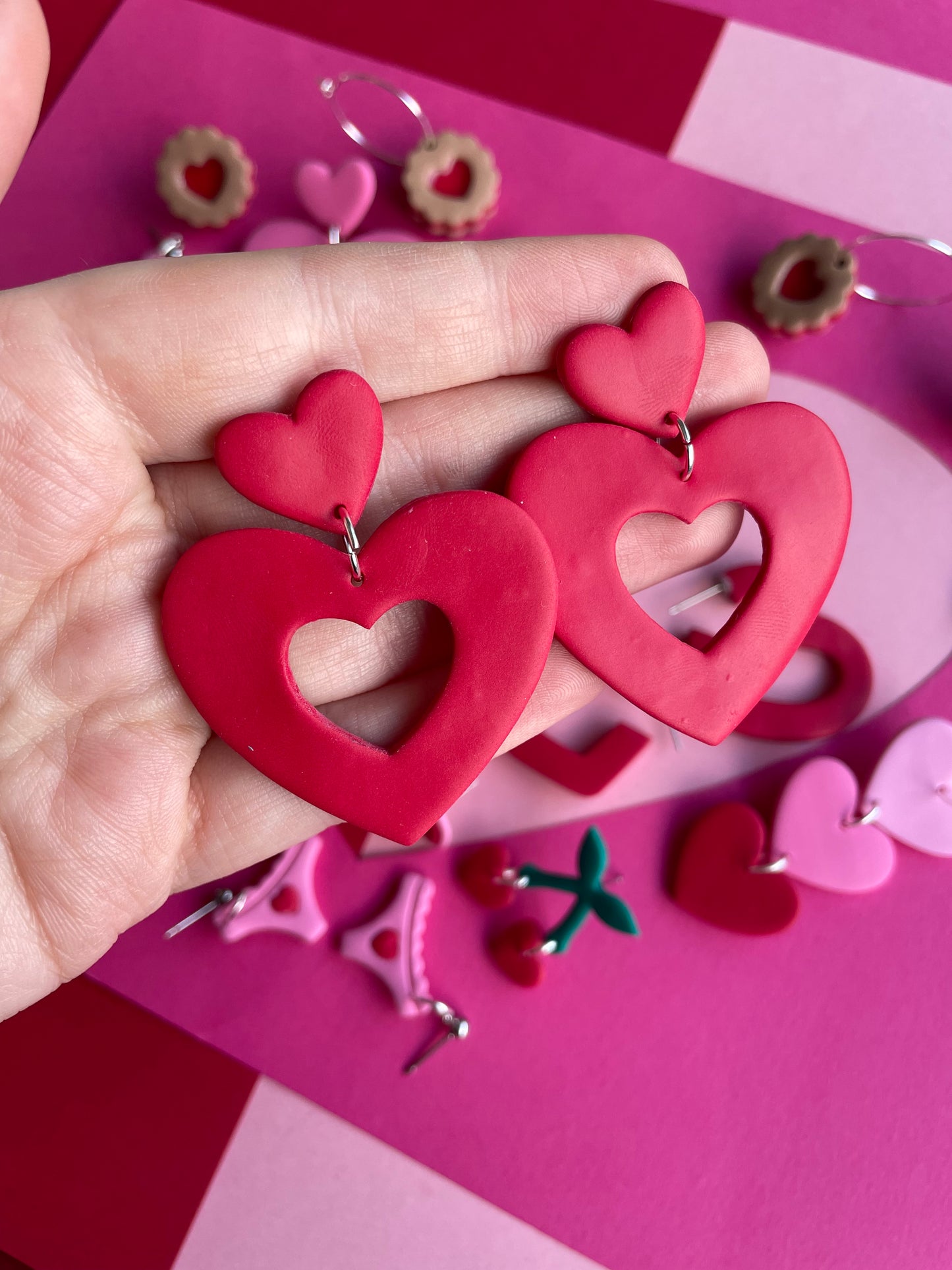 Valentine’s Large Red Heart Studs