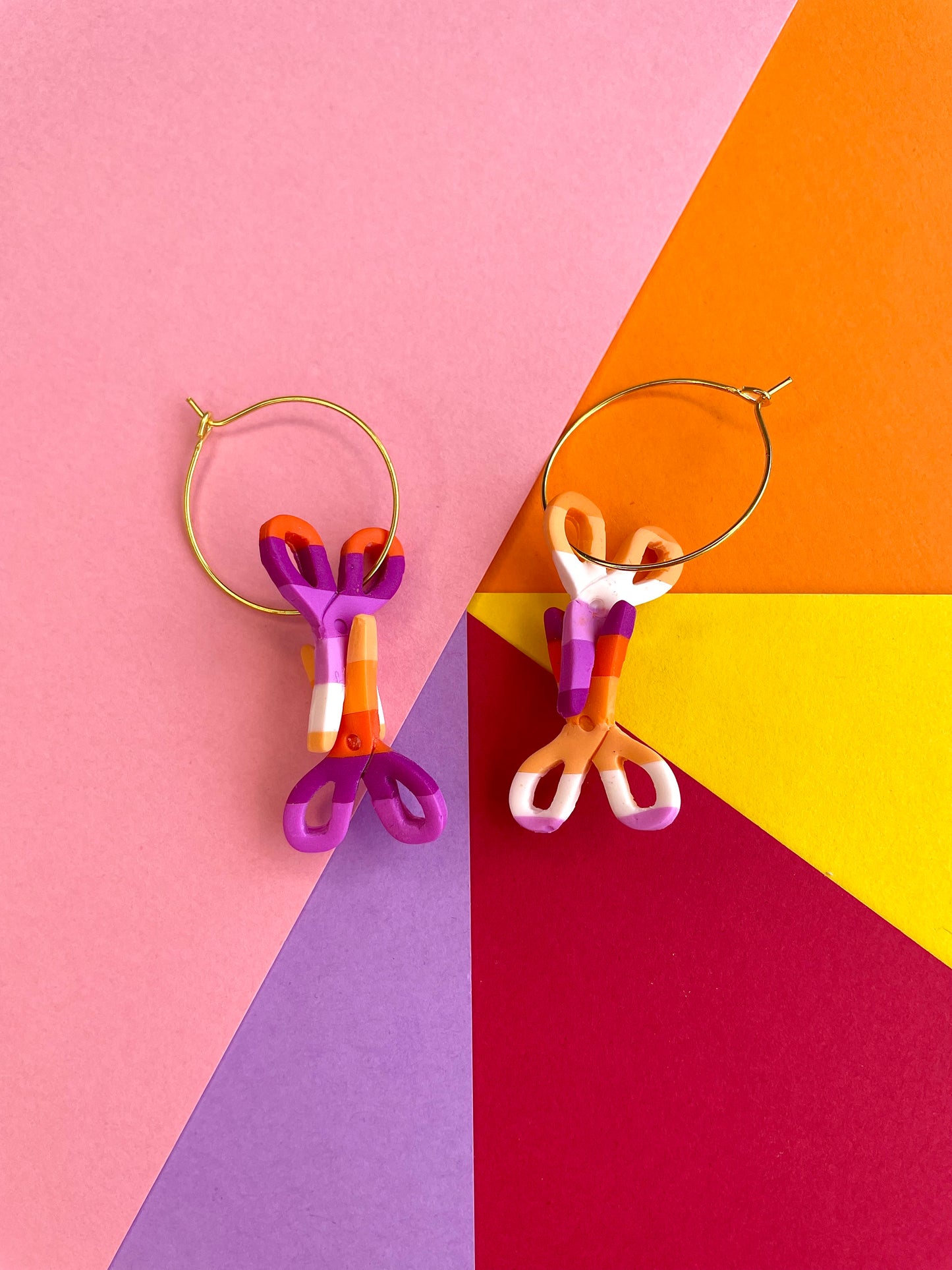 PRIDE Lesbian Flag Scissors Hoop Earrings