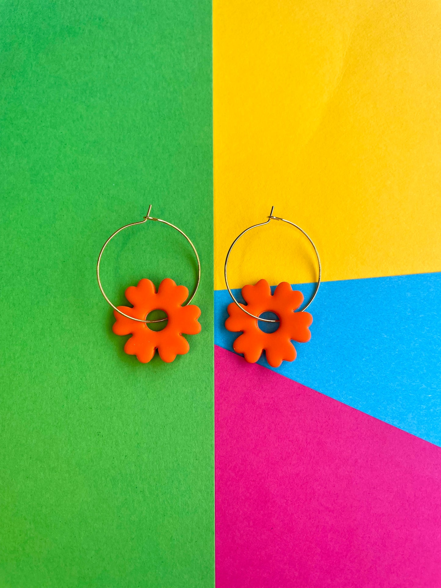 Colourful Flower Hoop Earrings