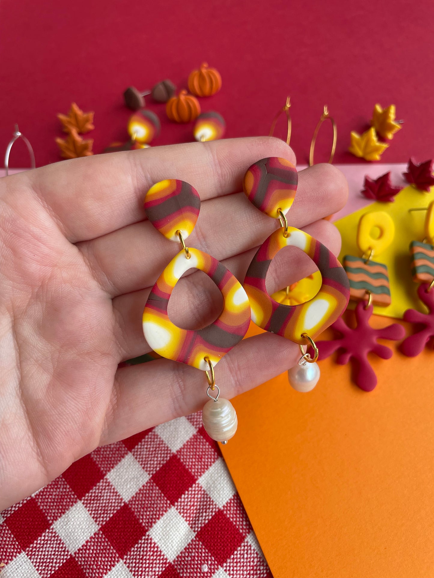 Autumn/Fall Warm Toned Dangles with Pearls