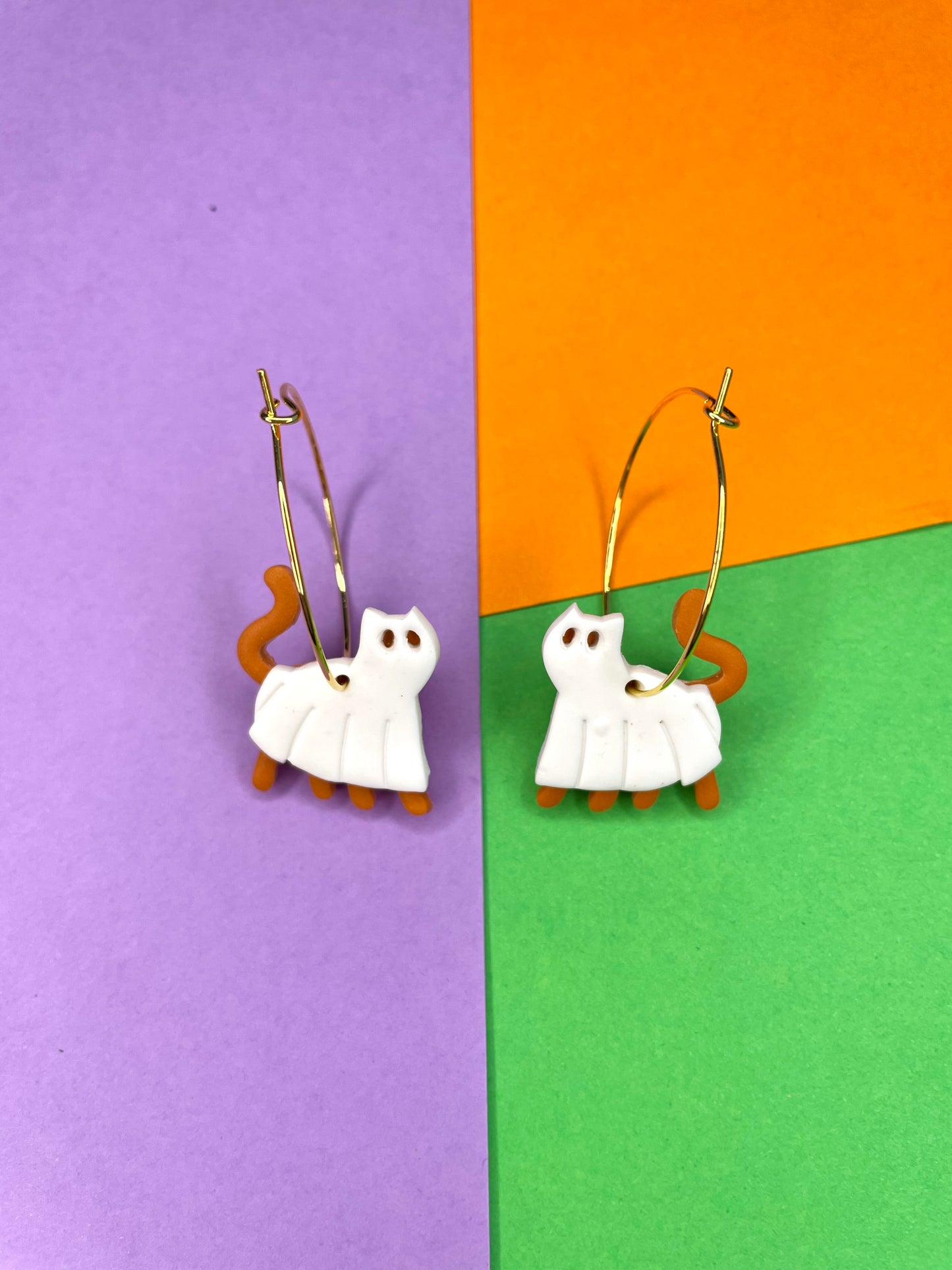 HALLOWEEN Ghost Cats Hoops