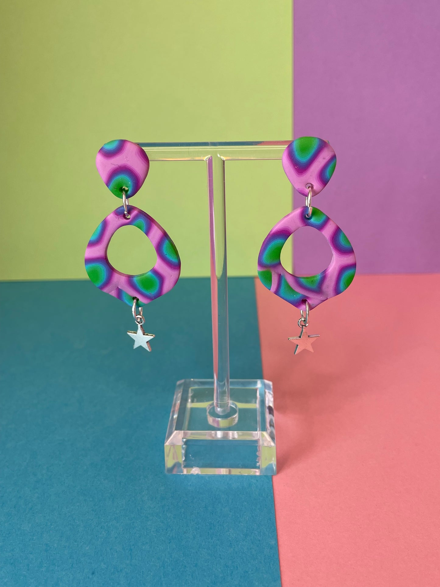 Funky Futuristic Stars Celestial Earrings