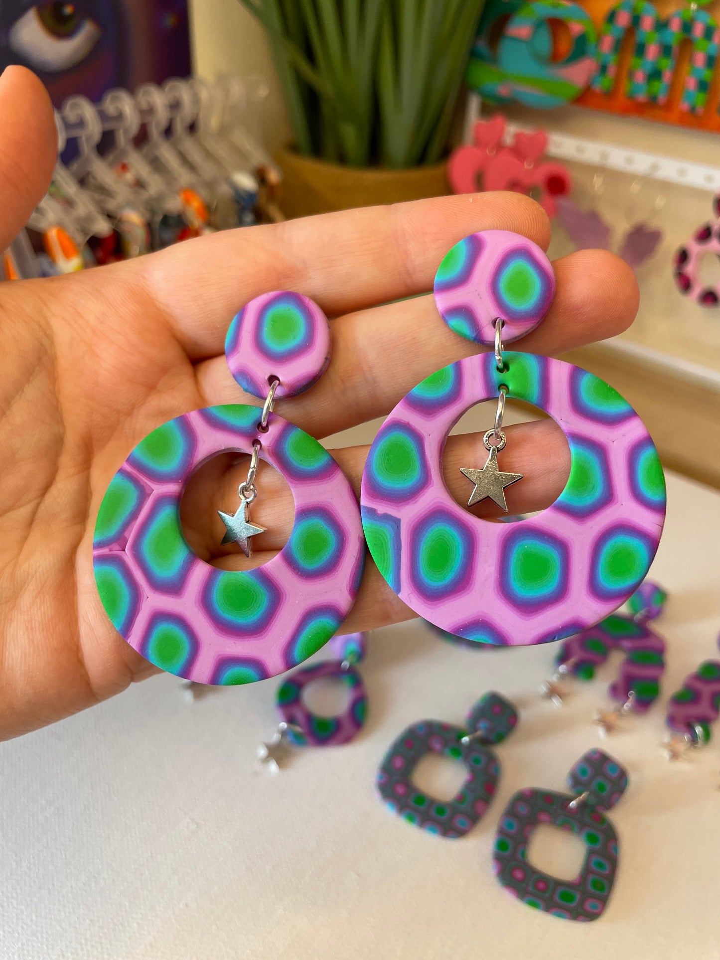 Funky Futuristic Stars Celestial Earrings