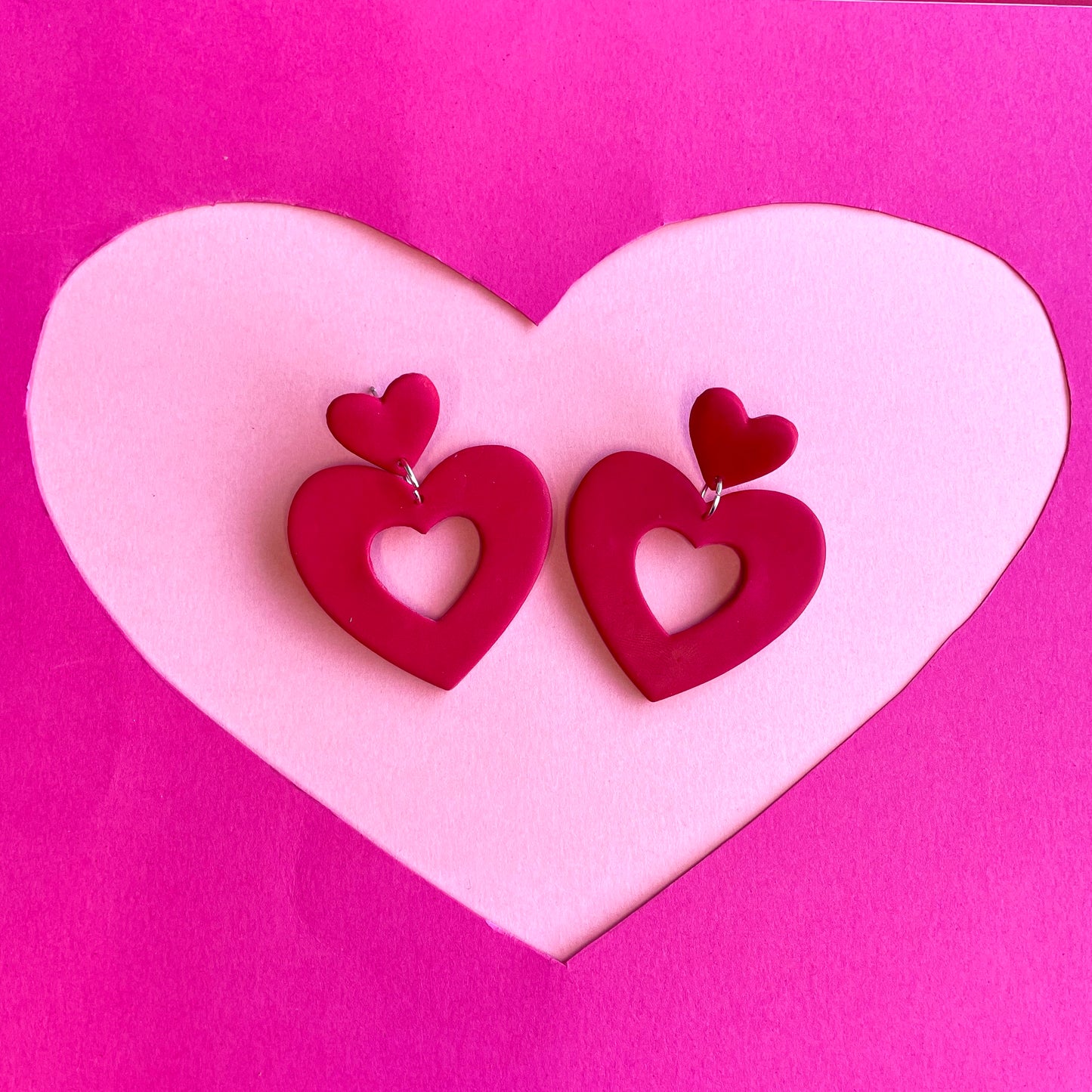 Valentine’s Large Red Heart Studs