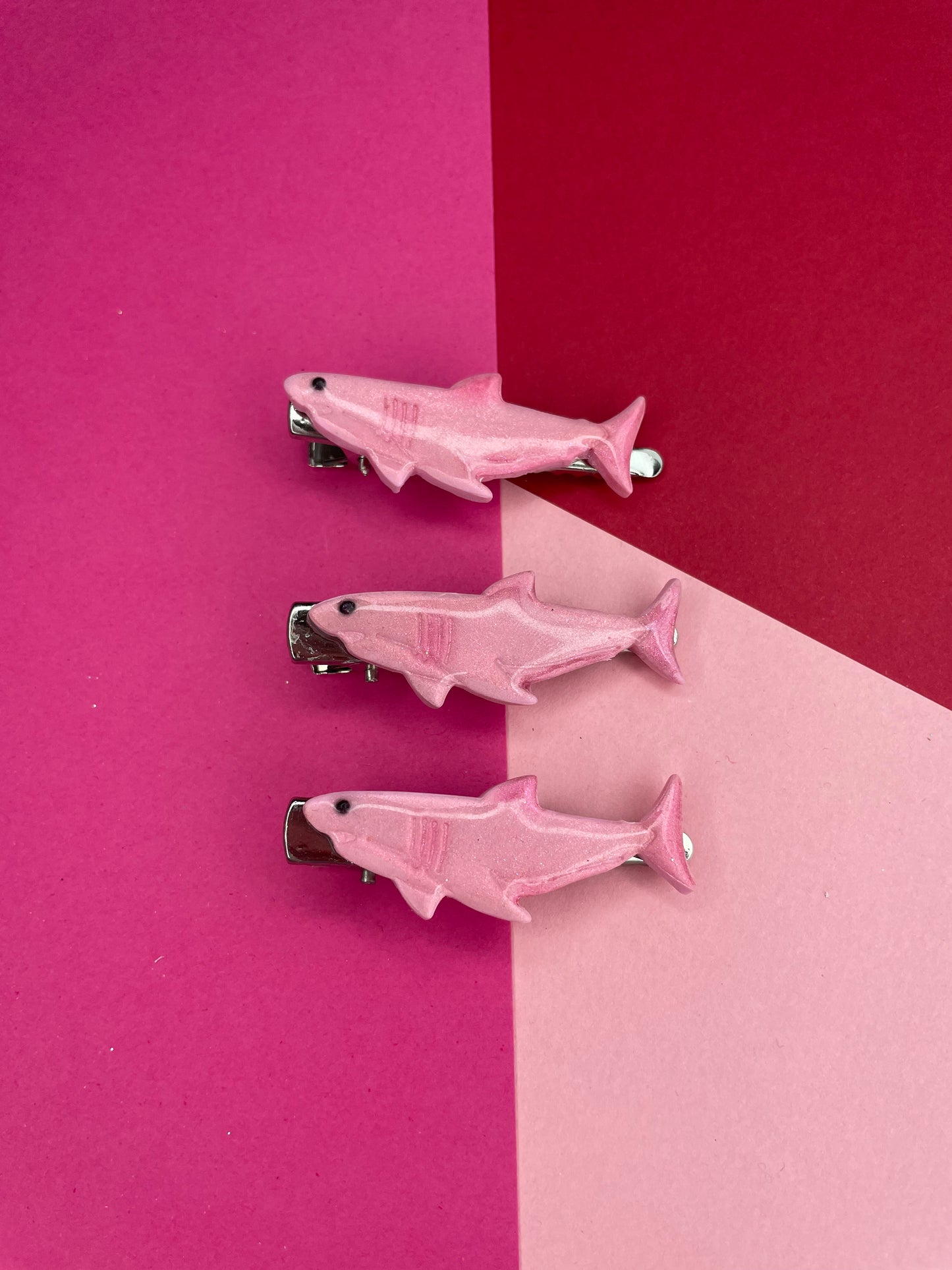 Sparkly Pink Shark Hair Clip