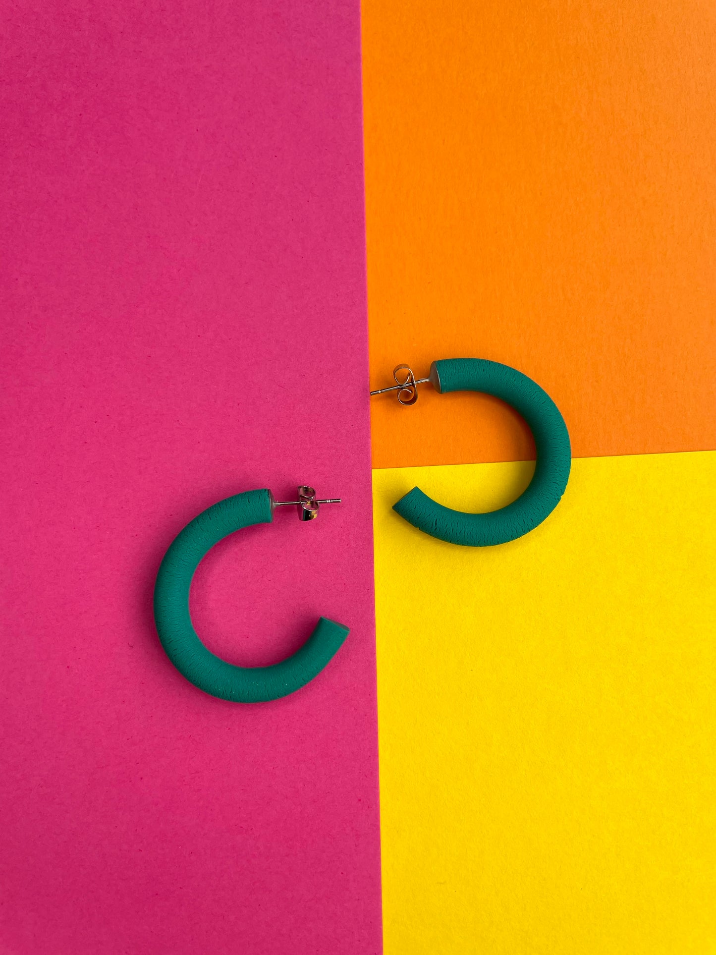 Emerald Green Clay Hoops