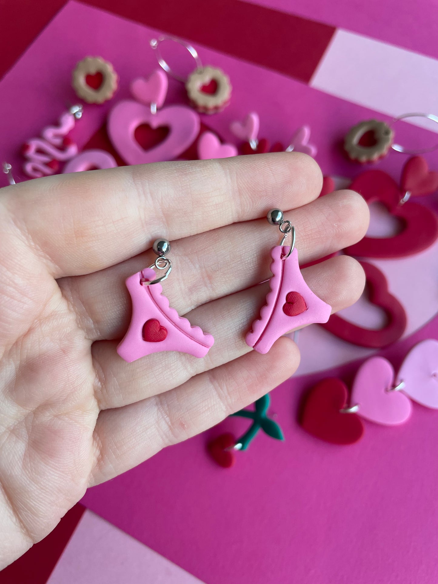 Valentine’s Pink Heart Underwear Earrings