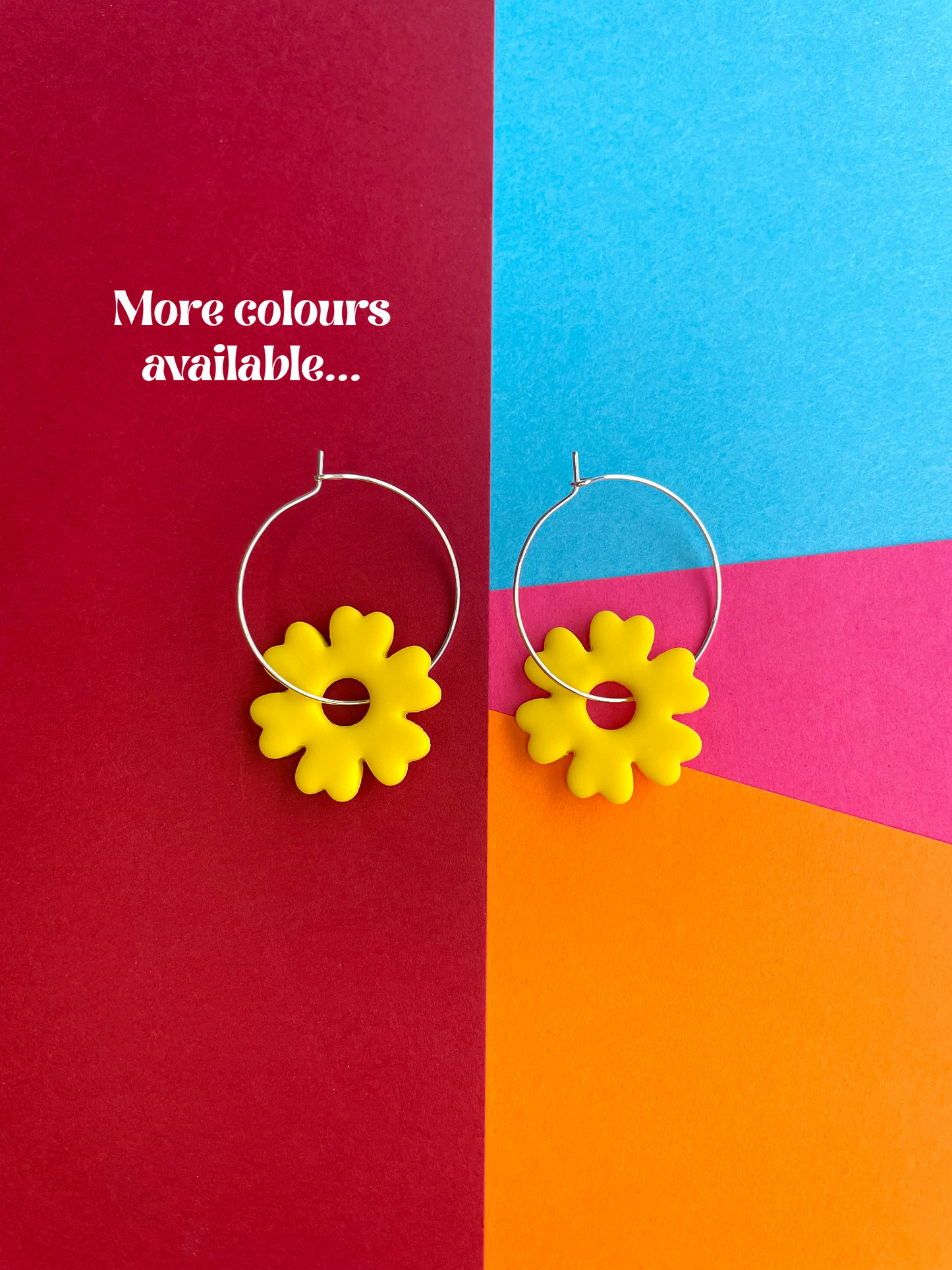 Colourful Flower Hoop Earrings