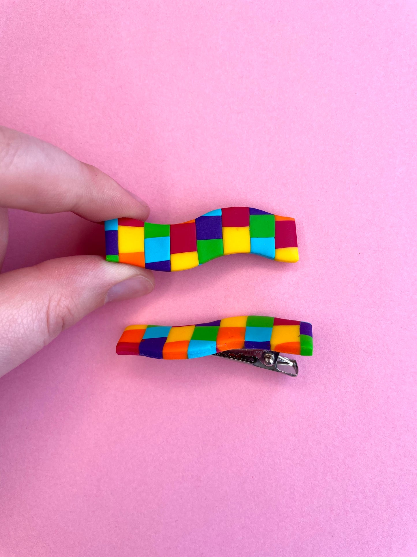 PRIDE Rainbow Checkerboard Hair Clip