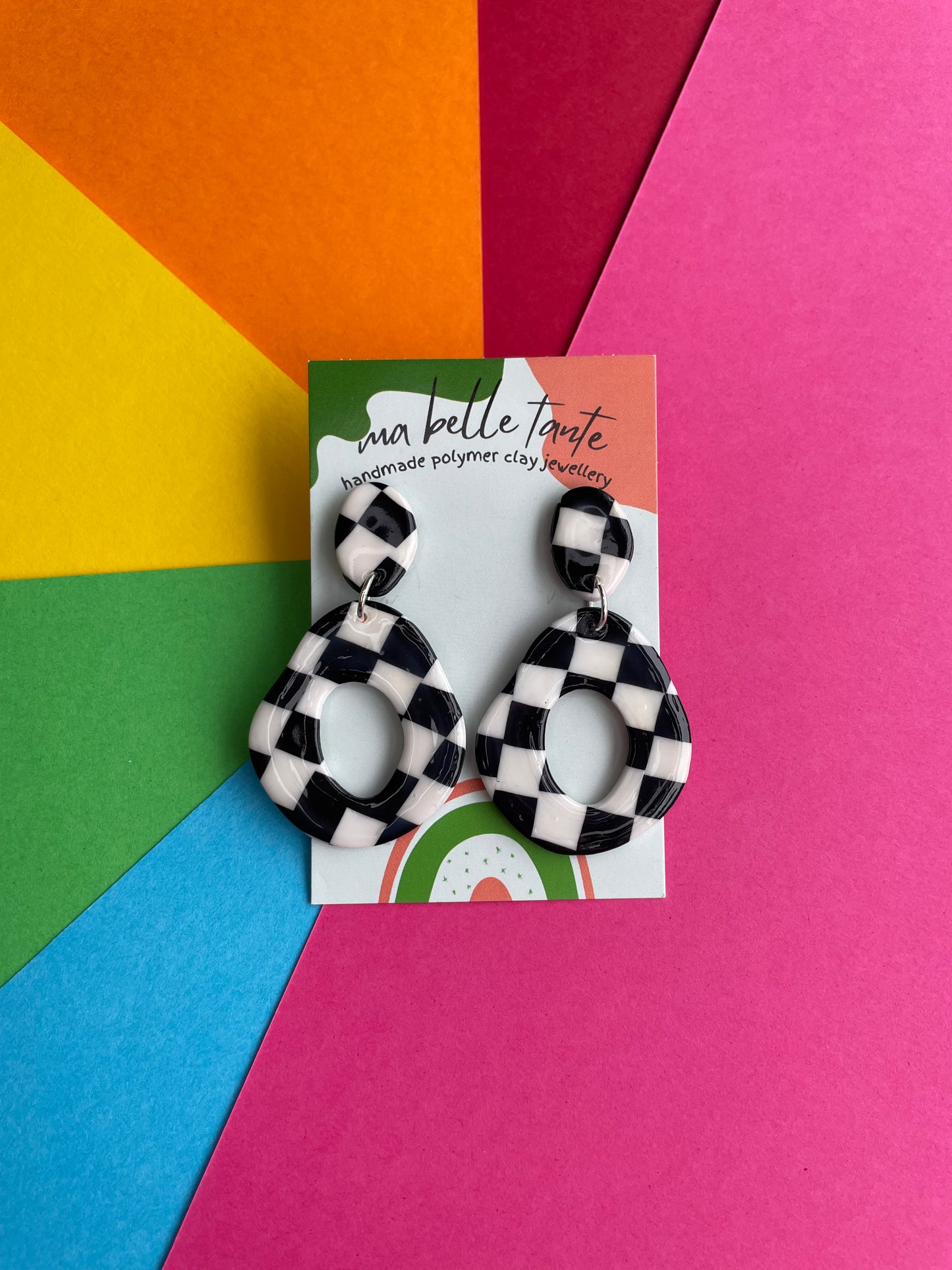 Black & White Checker-Board Earrings