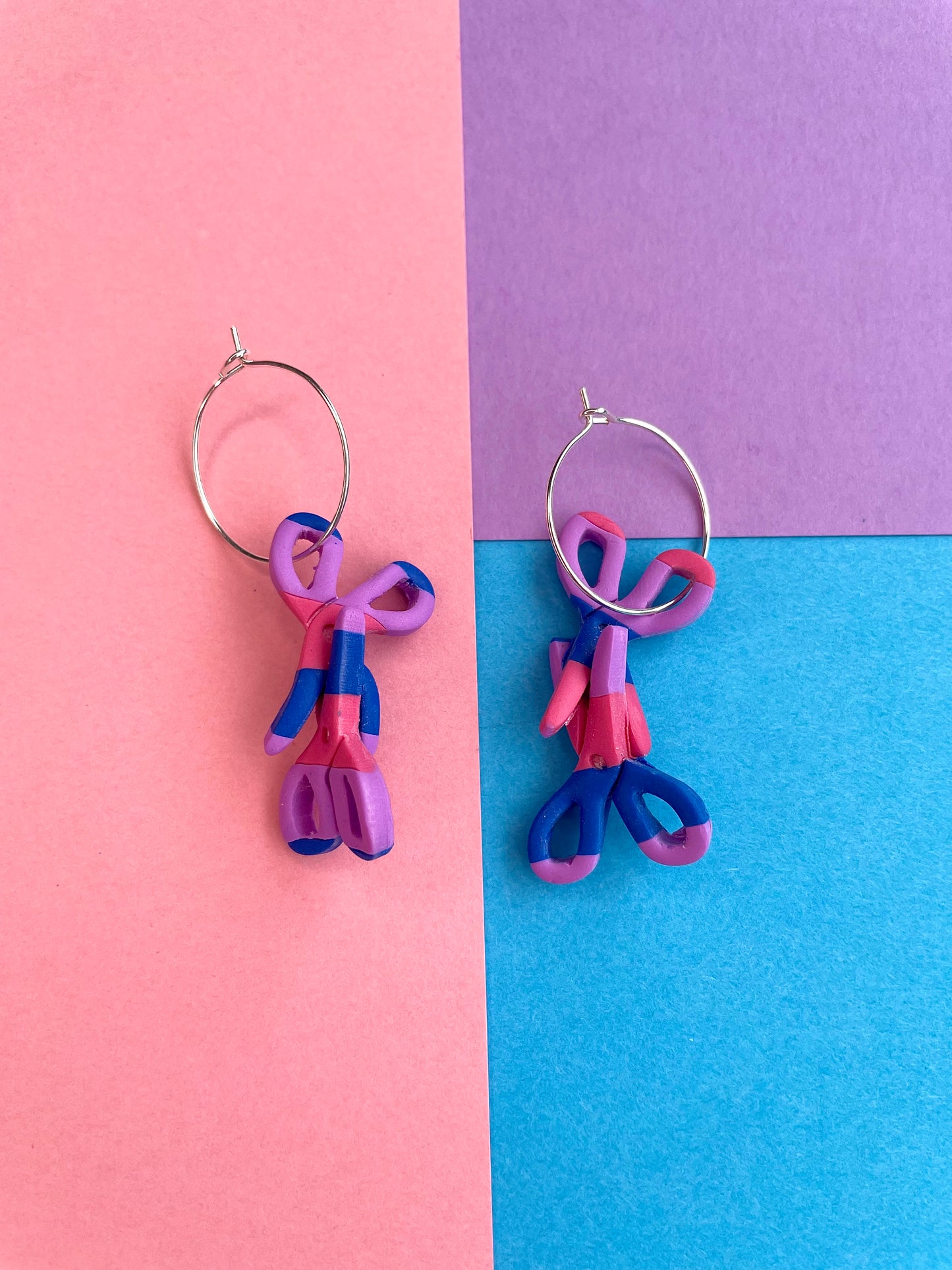 PRIDE Bisexual Flag Scissor Hoop Earrings