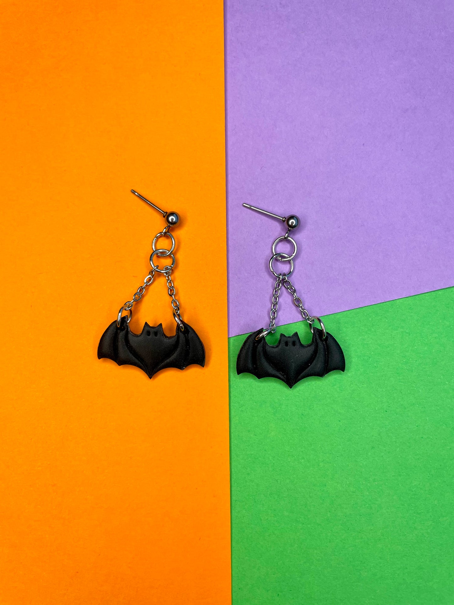 HALLOWEEN Bat Chain Dangle Earrings