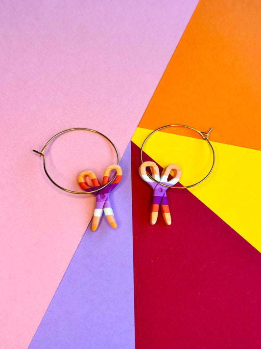 Lesbian Flag Scissor Hoops