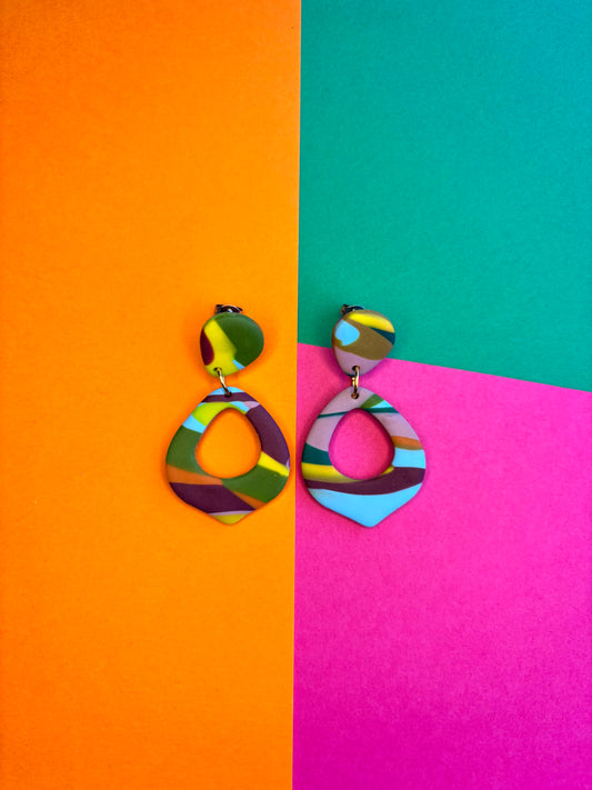 Multicoloured Marble Teardrop Earrings