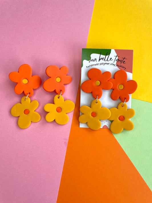 Funky Flower Two Tone Stud Earrings