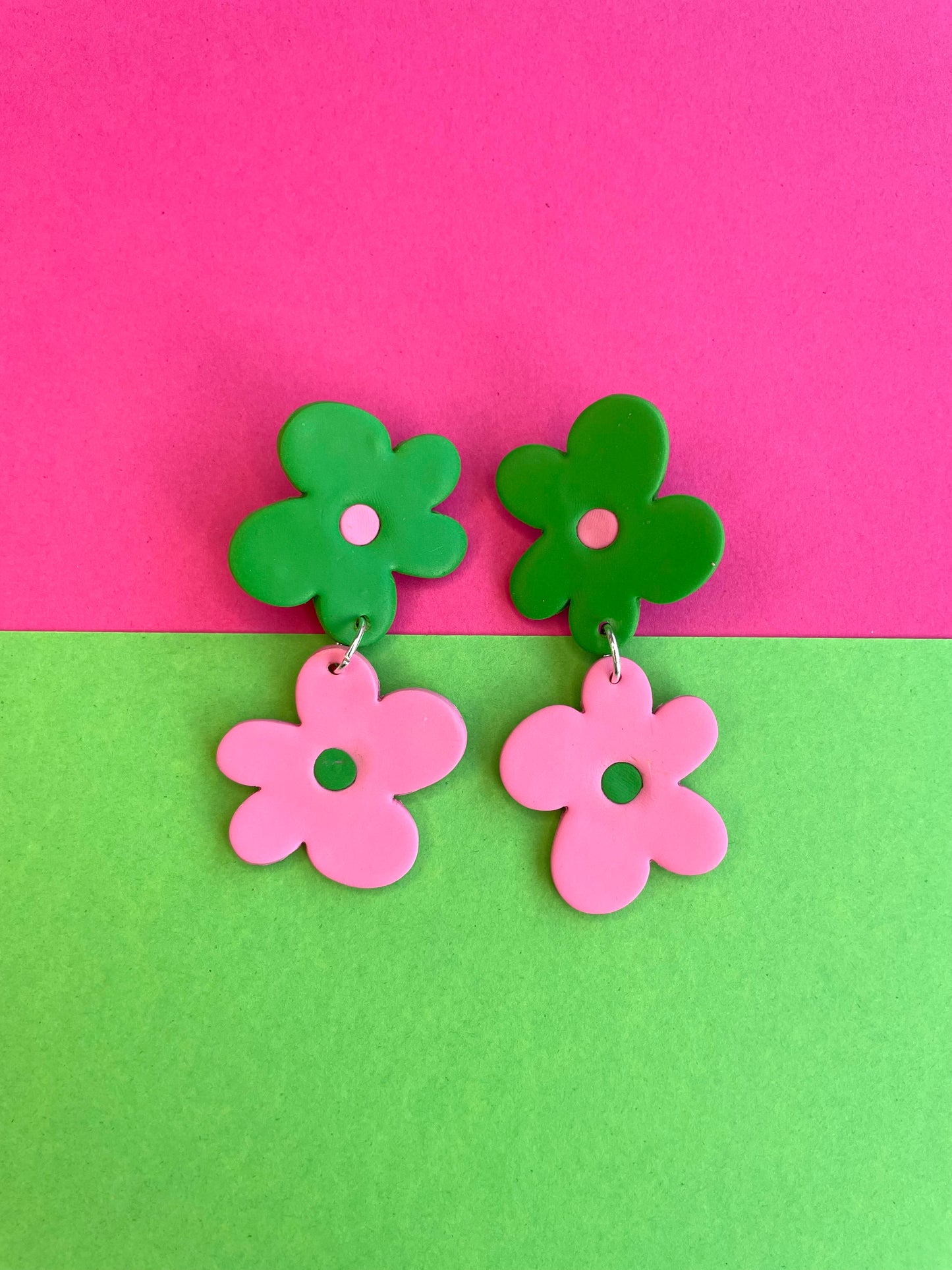 Funky Flower Two Tone Stud Earrings