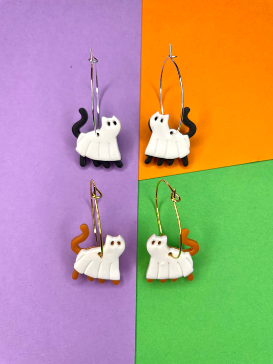 HALLOWEEN Ghost Cats Hoops