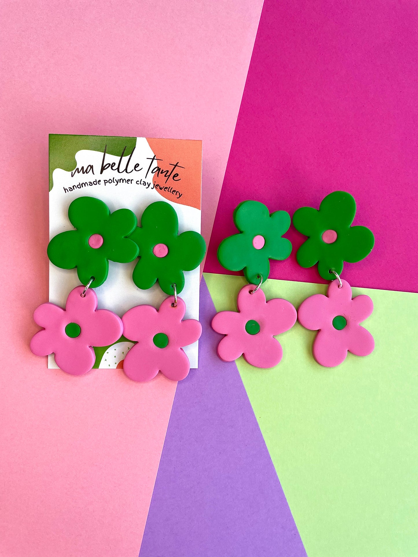 Funky Flower Two Tone Stud Earrings