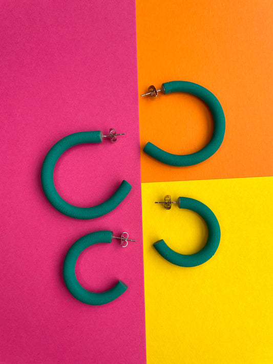 Emerald Green Clay Hoops