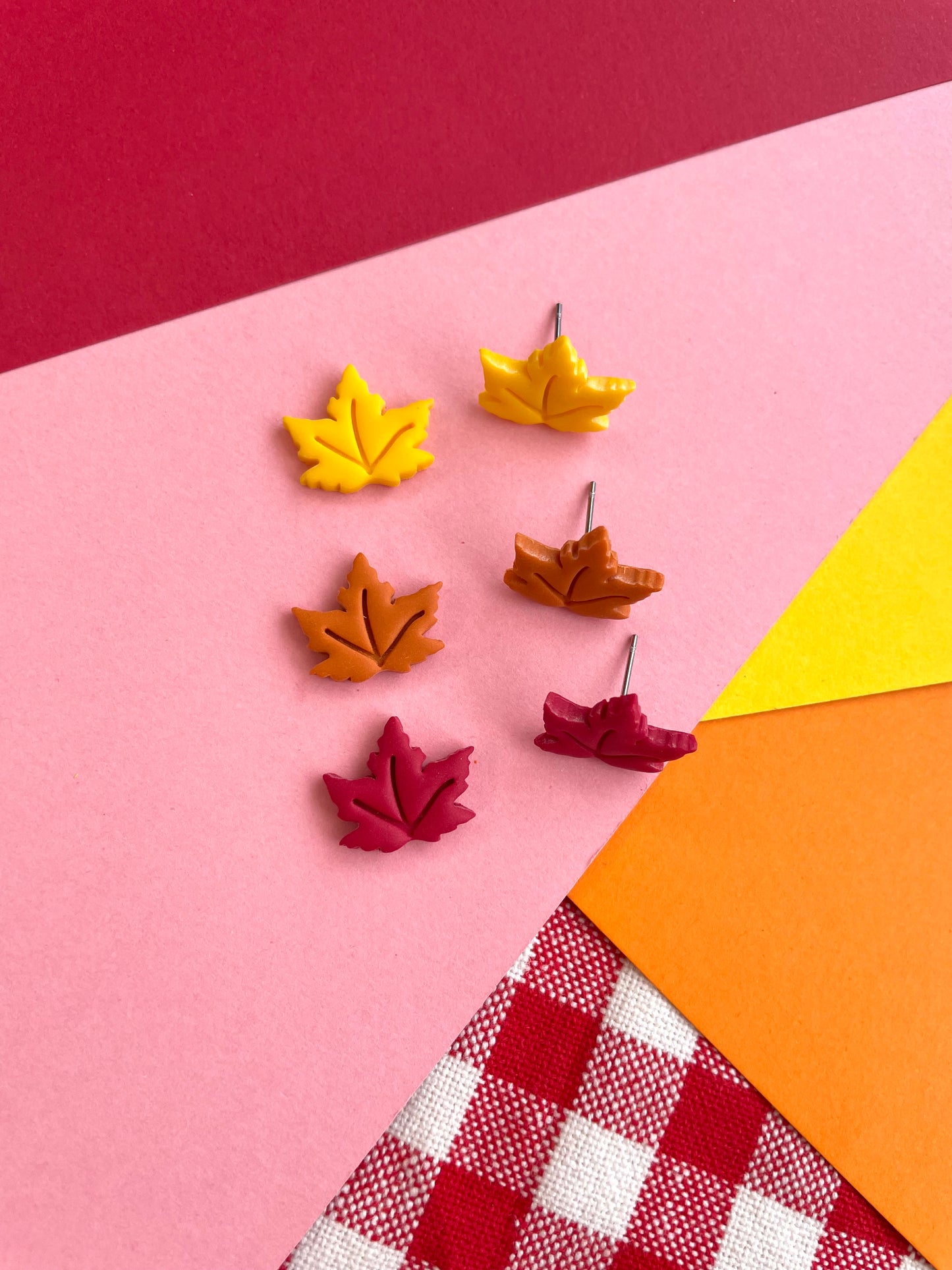 Autumn/Fall Tri-Colour Leaf Studs