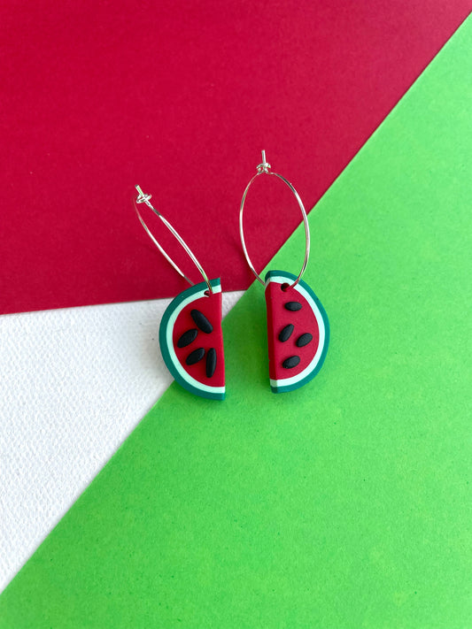 GAZA FUNDRAISER Watermelon Hoop Earrings